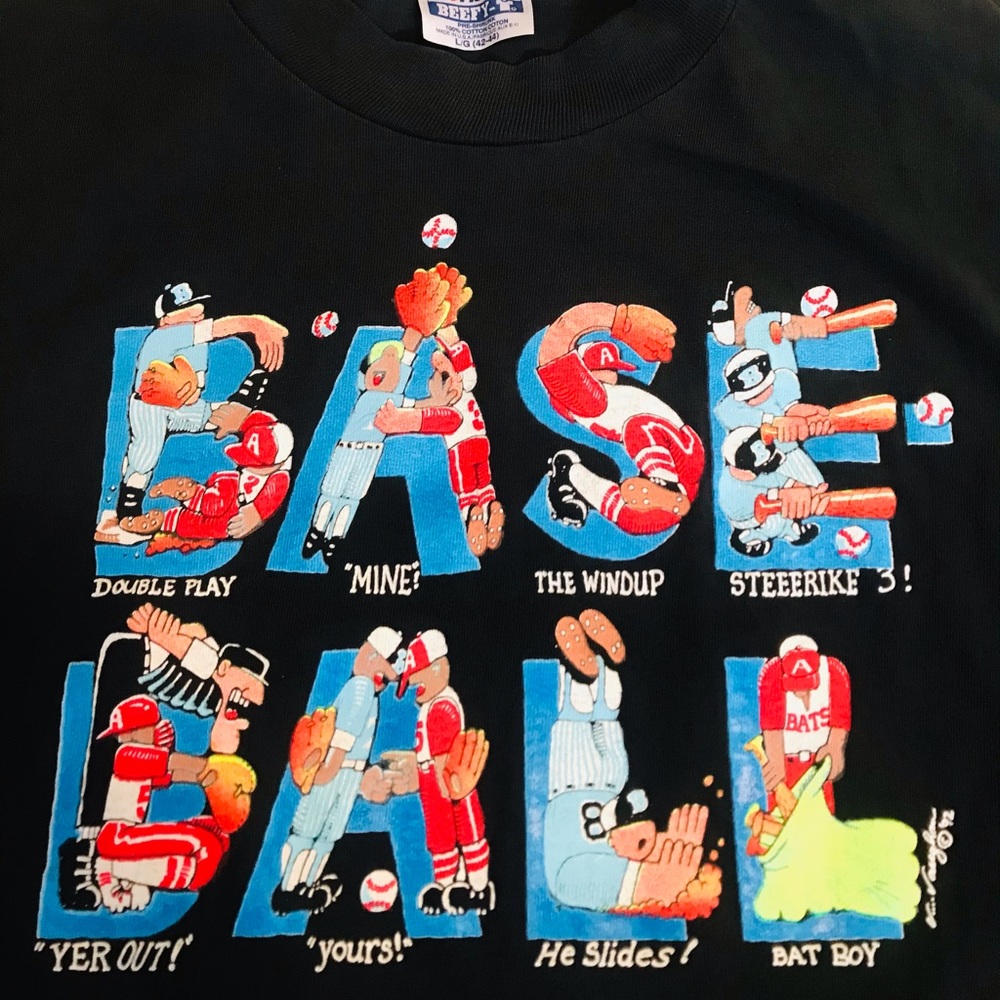 Vintage 1992 Artist V Vaughan Baseball T Shirt Large